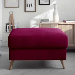 Wohnen Polsterhocker in Bordeaux Rot Samt - Delphima