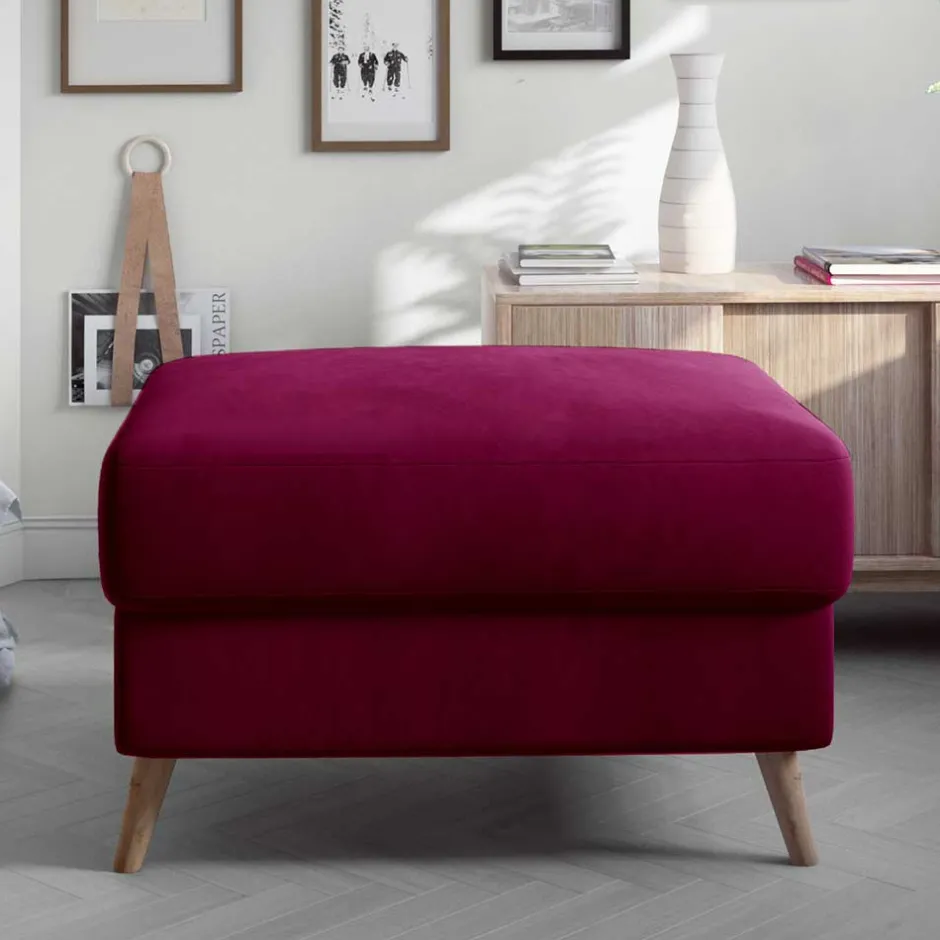 Wohnen Polsterhocker in Bordeaux Rot Samt - Delphima
