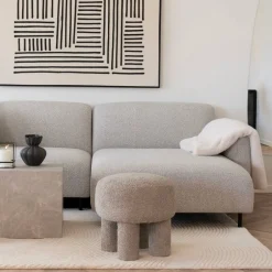 Wohnen Polsterhocker in Hellgrau Boucle - Pandorra