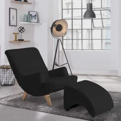 Wohnen Polsterhocker in Schwarz und Buche - Leverias