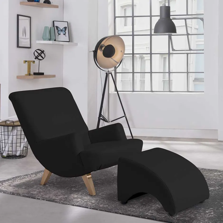 Wohnen Polsterhocker in Schwarz und Buche - Leverias