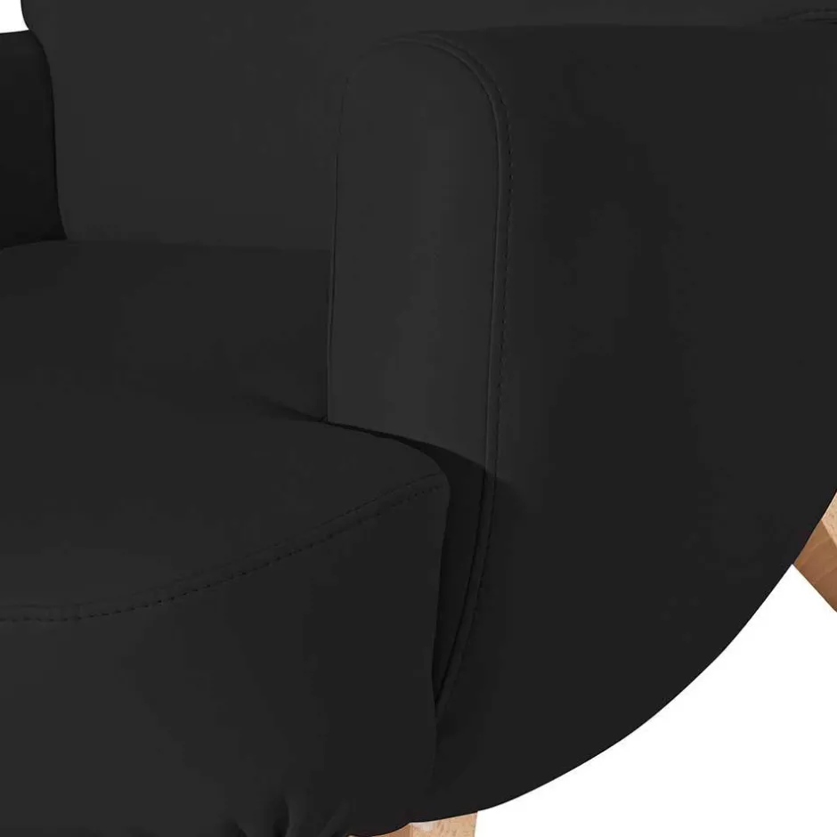 Wohnen Polsterhocker in Schwarz und Buche - Leverias