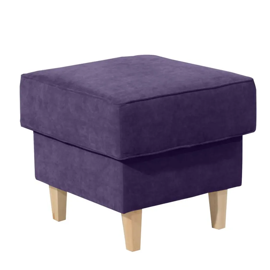 Polsterhocker in Violett Velours - Antonia^Wohnen Outlet