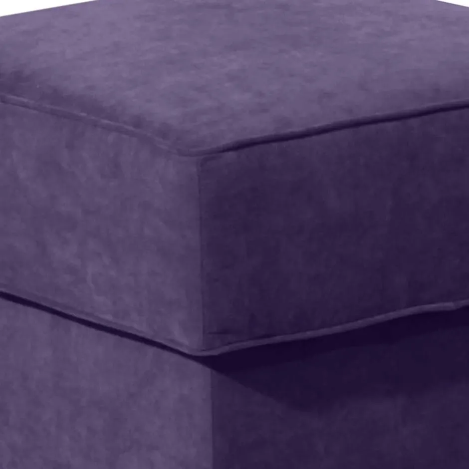 Polsterhocker in Violett Velours - Antonia^Wohnen Outlet