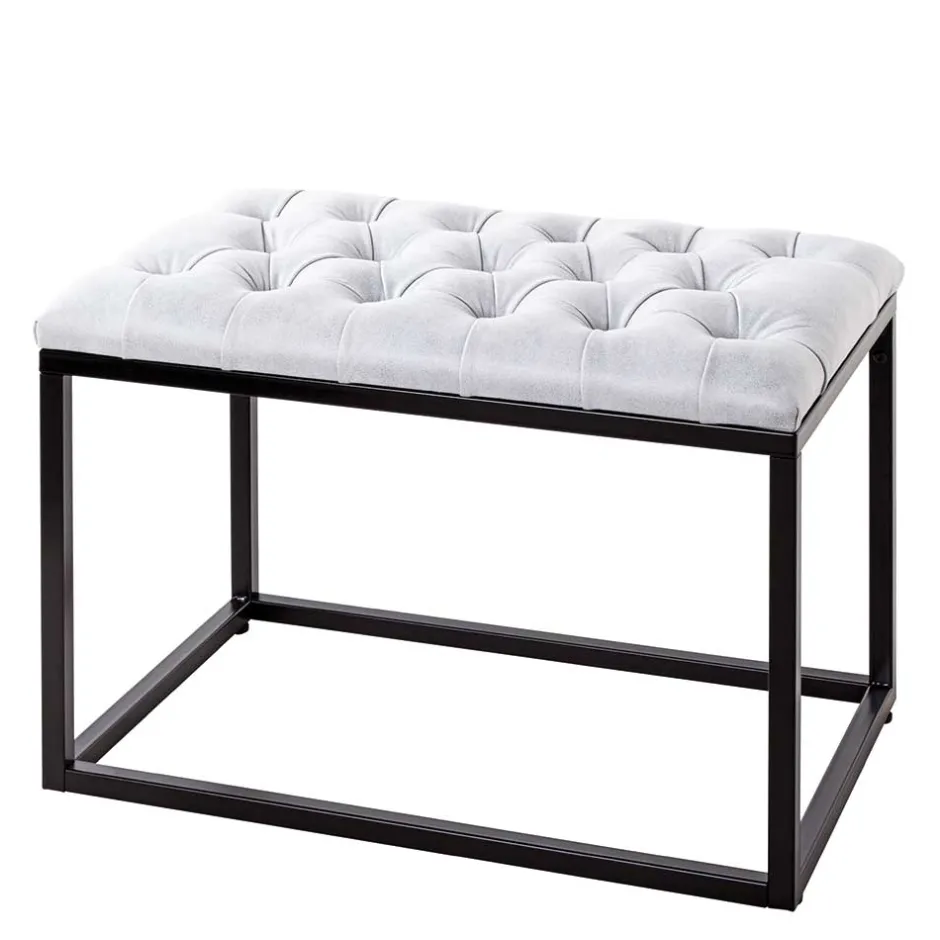 Polsterhocker mit Knopfheftungen in Grau - Zalyna^Wohnen Sale