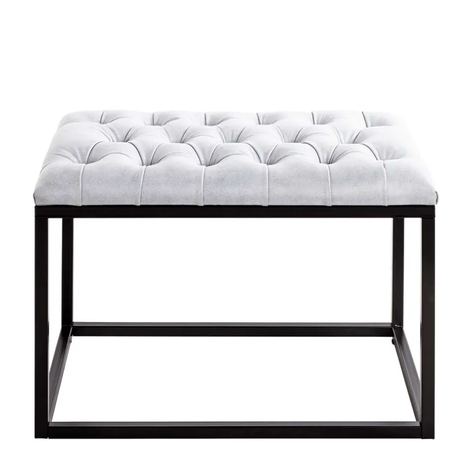 Polsterhocker mit Knopfheftungen in Grau - Zalyna^Wohnen Sale