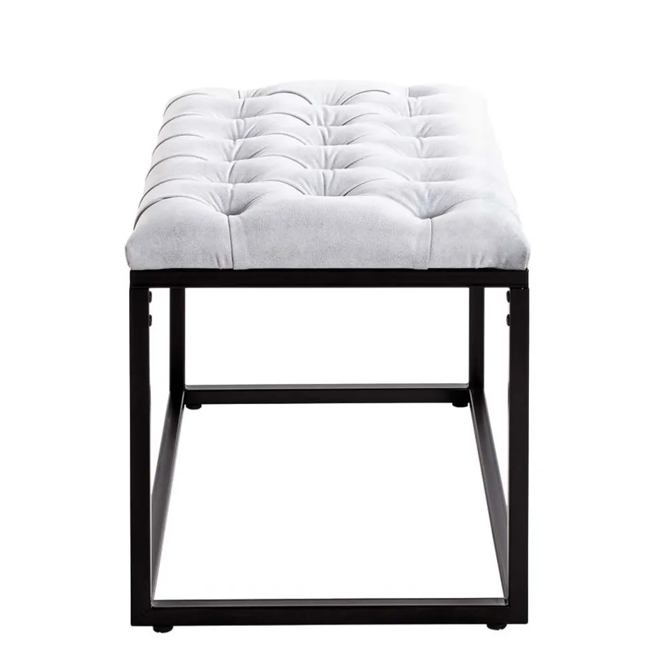 Polsterhocker mit Knopfheftungen in Grau - Zalyna^Wohnen Sale