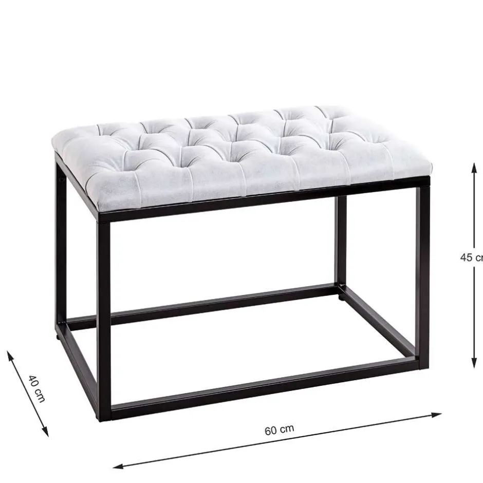 Polsterhocker mit Knopfheftungen in Grau - Zalyna^Wohnen Sale