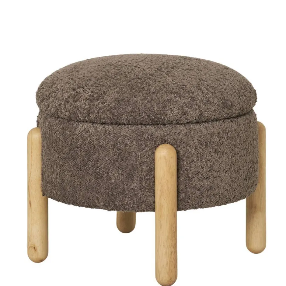 Wohnen Polsterhocker mit Truhe in Braun Boucle - Pasterra