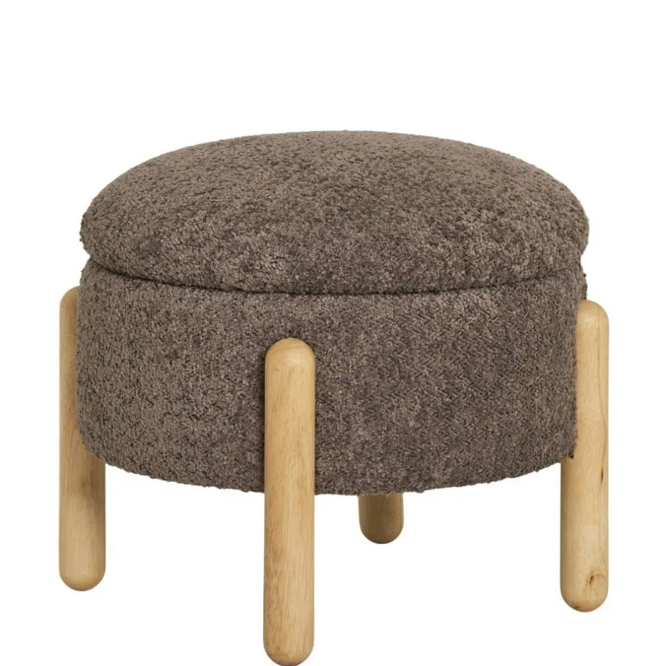 Wohnen Polsterhocker mit Truhe in Braun Boucle - Pasterra