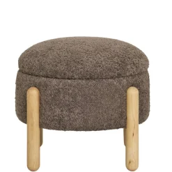 Wohnen Polsterhocker mit Truhe in Braun Boucle - Pasterra