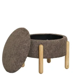 Wohnen Polsterhocker mit Truhe in Braun Boucle - Pasterra