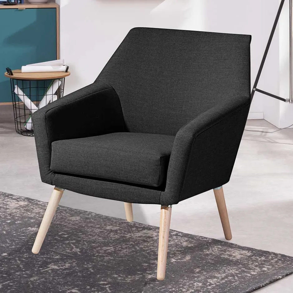 Wohnen Polstersessel in Schwarz und Buche Natur - Gates