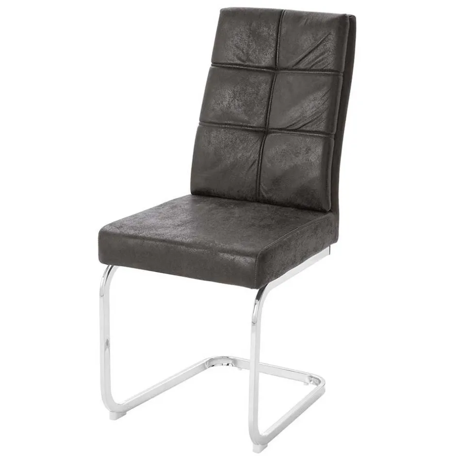 Polsterstühle Freischwinger in Anthrazit - Ansar (2er Set)^Wohnen New