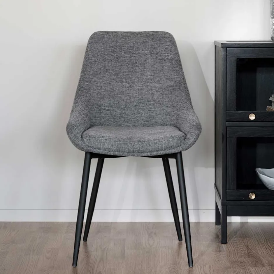 Polsterstühle in Hellgrau & Schwarz - Fabia (2er Set)^Wohnen Discount