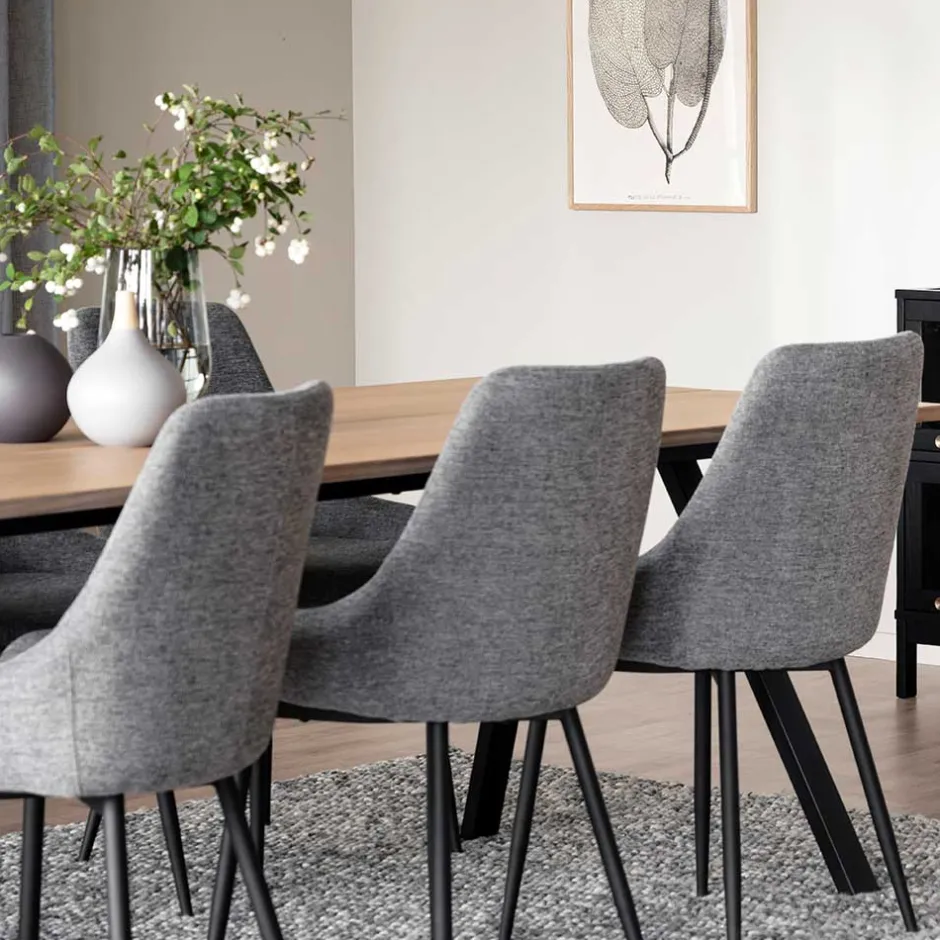 Polsterstühle in Hellgrau & Schwarz - Fabia (2er Set)^Wohnen Discount