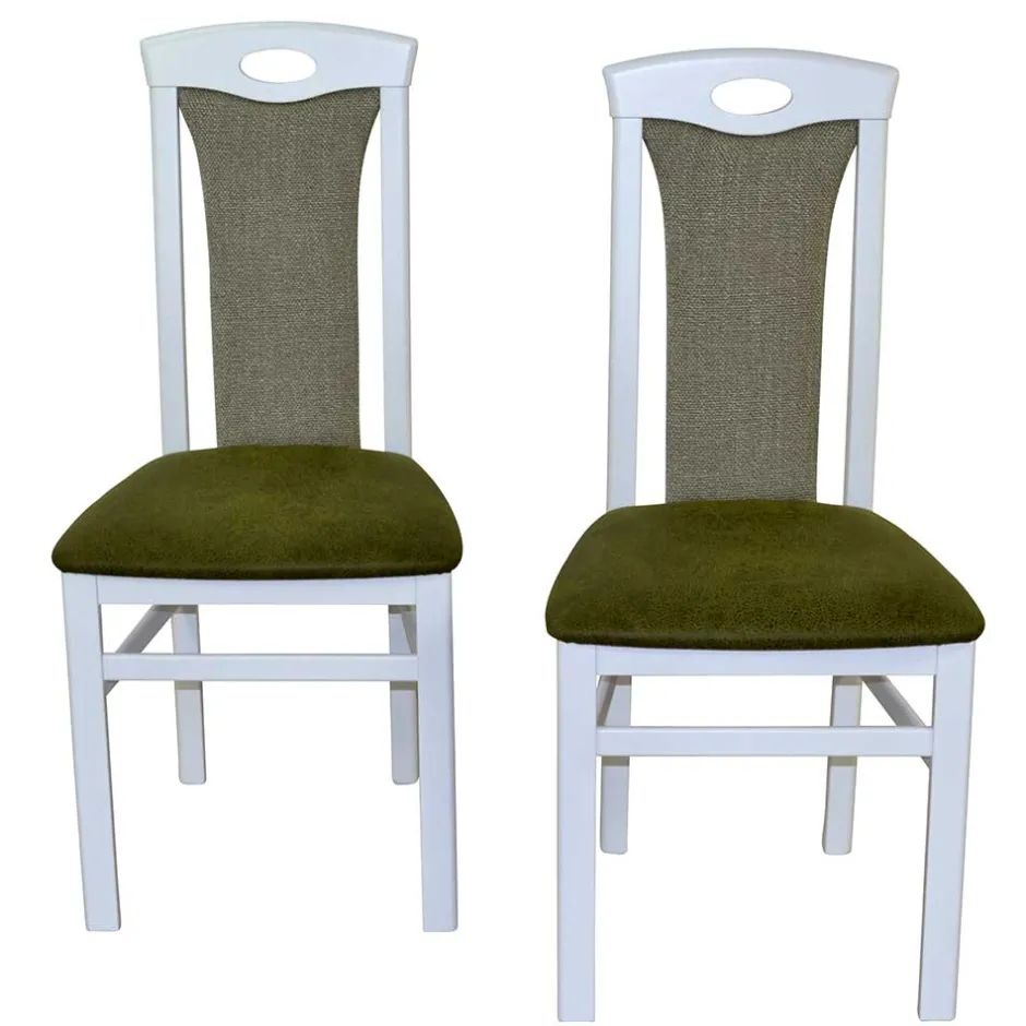 Polsterstuhl in Weiß & Grün - Suena (2er Set)^Wohnen Outlet
