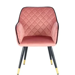 Polsterstuhl mit Armlehnen in Rosa Schwarz - Elliot^Wohnen Sale