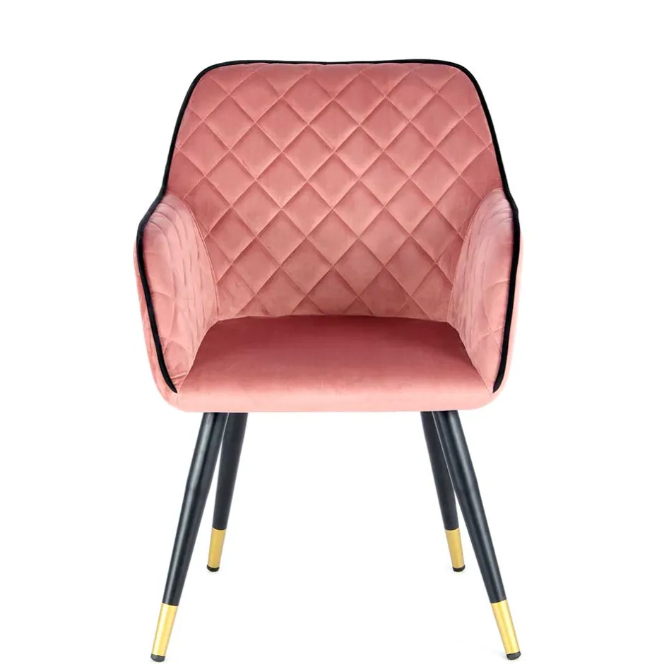 Polsterstuhl mit Armlehnen in Rosa Schwarz - Elliot^Wohnen Sale