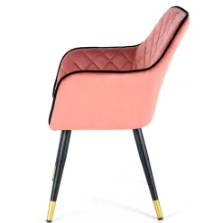 Polsterstuhl mit Armlehnen in Rosa Schwarz - Elliot^Wohnen Sale