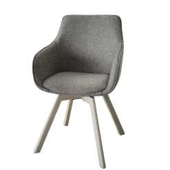 Wohnen Polsterstuhl mit Armlehnen in Beigegrau - Diadoro (2er Set)