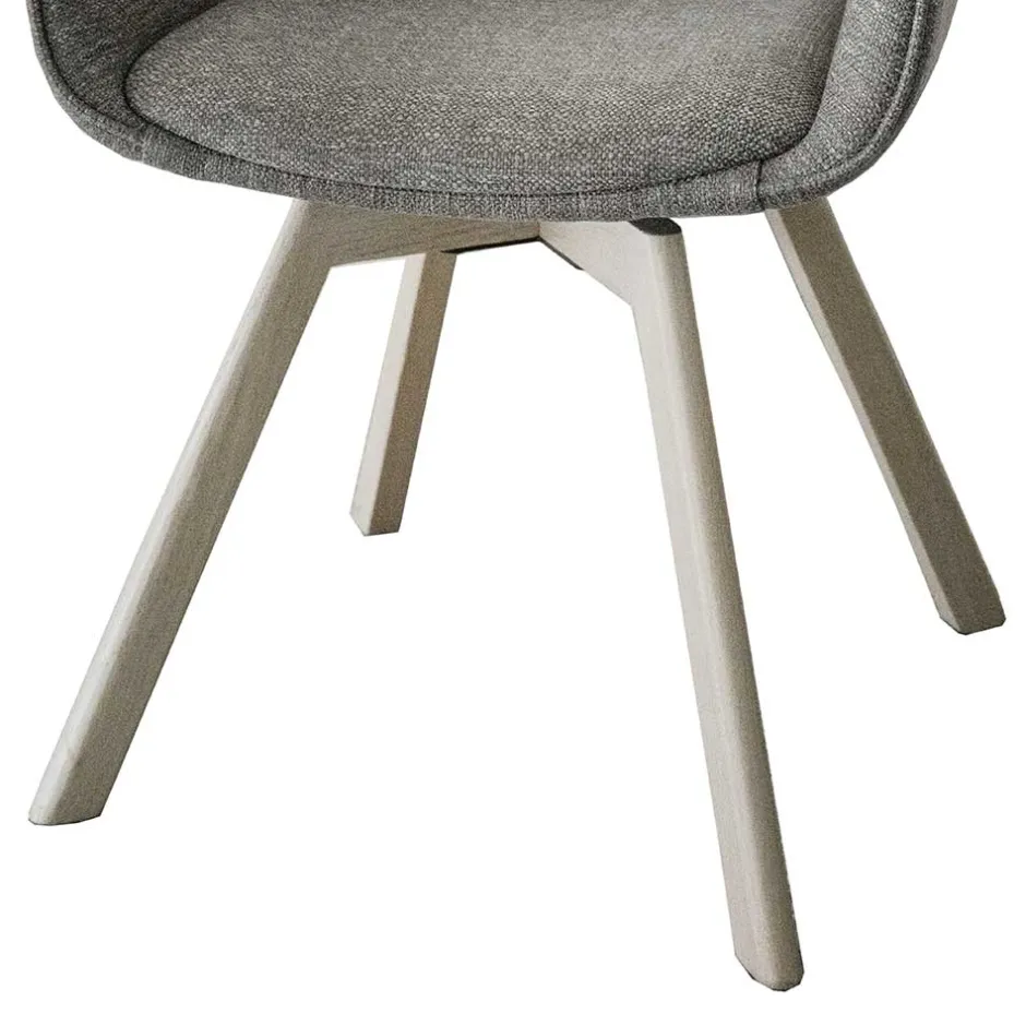 Wohnen Polsterstuhl mit Armlehnen in Beigegrau - Diadoro (2er Set)