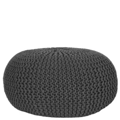 Pouf Hocker in Anthrazit aus Strickstoff - Lamon^Wohnen Outlet