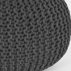 Pouf Hocker in Anthrazit aus Strickstoff - Lamon^Wohnen Outlet
