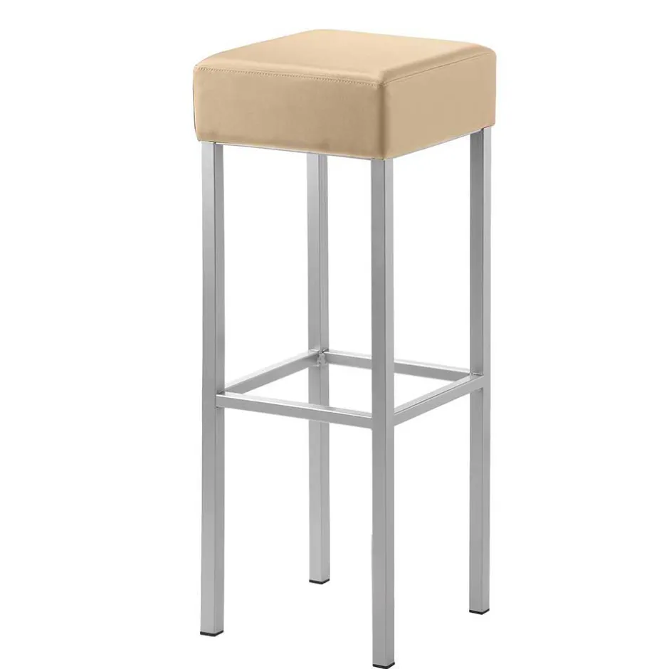 Quadratischer Barhocker in Beige Microfaser - Garrysa^Wohnen Discount