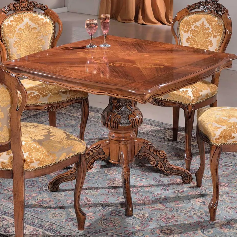 Quadratischer Esstisch im Barock Stil Magari mit Nussbaum Furnier^Wohnen Discount