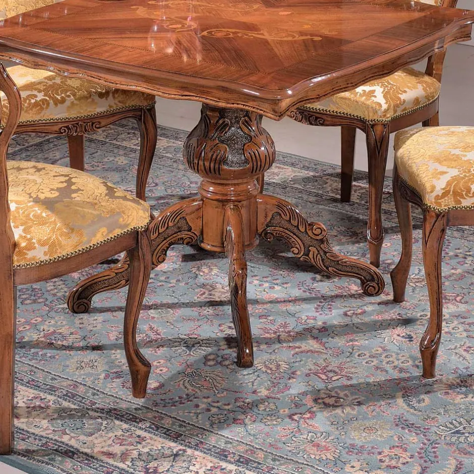 Quadratischer Esstisch im Barock Stil Magari mit Nussbaum Furnier^Wohnen Discount