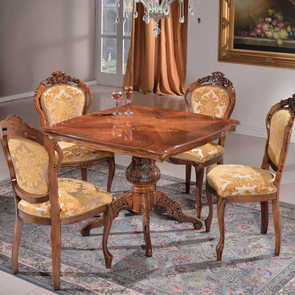 Quadratischer Esstisch im Barock Stil Magari mit Nussbaum Furnier^Wohnen Discount