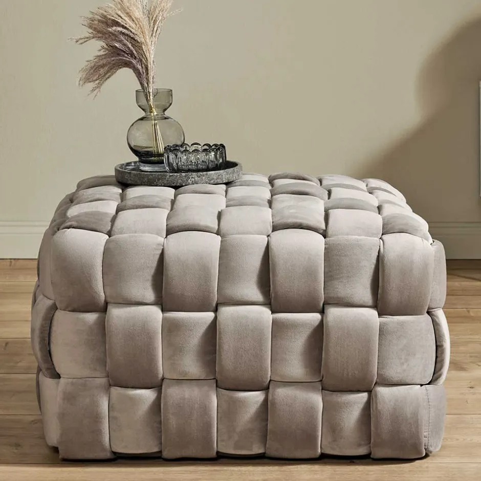 Quadratischer Hocker in Flechtoptik - Malivia^Wohnen Sale