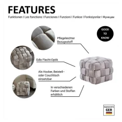 Quadratischer Hocker in Flechtoptik - Malivia^Wohnen Sale