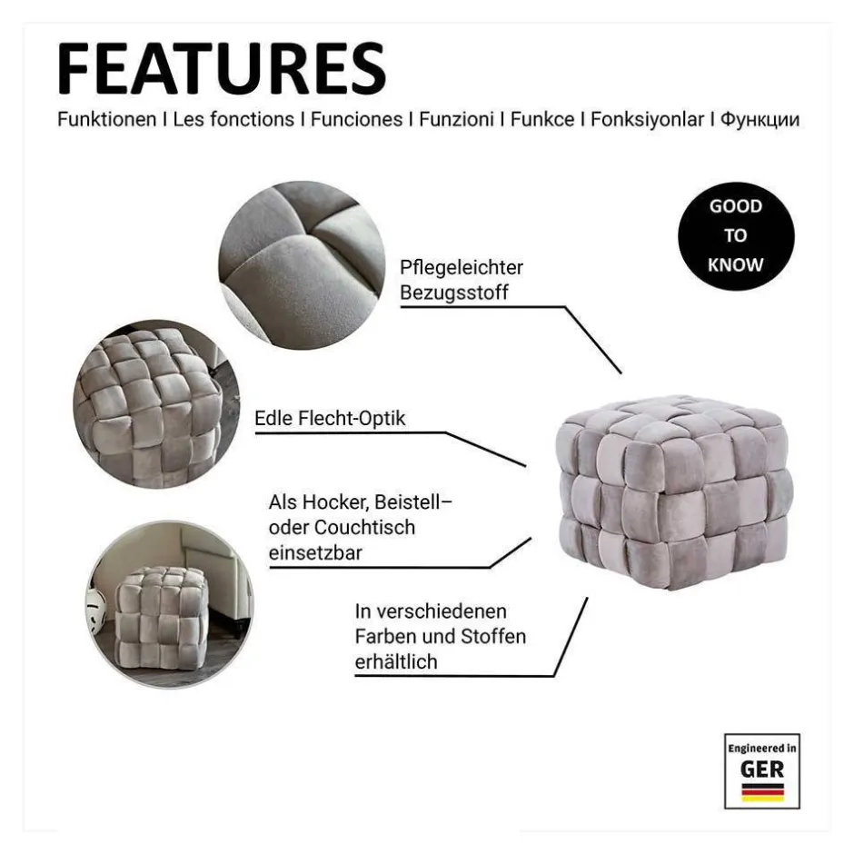 Quadratischer Hocker in Flechtoptik - Malivia^Wohnen Sale