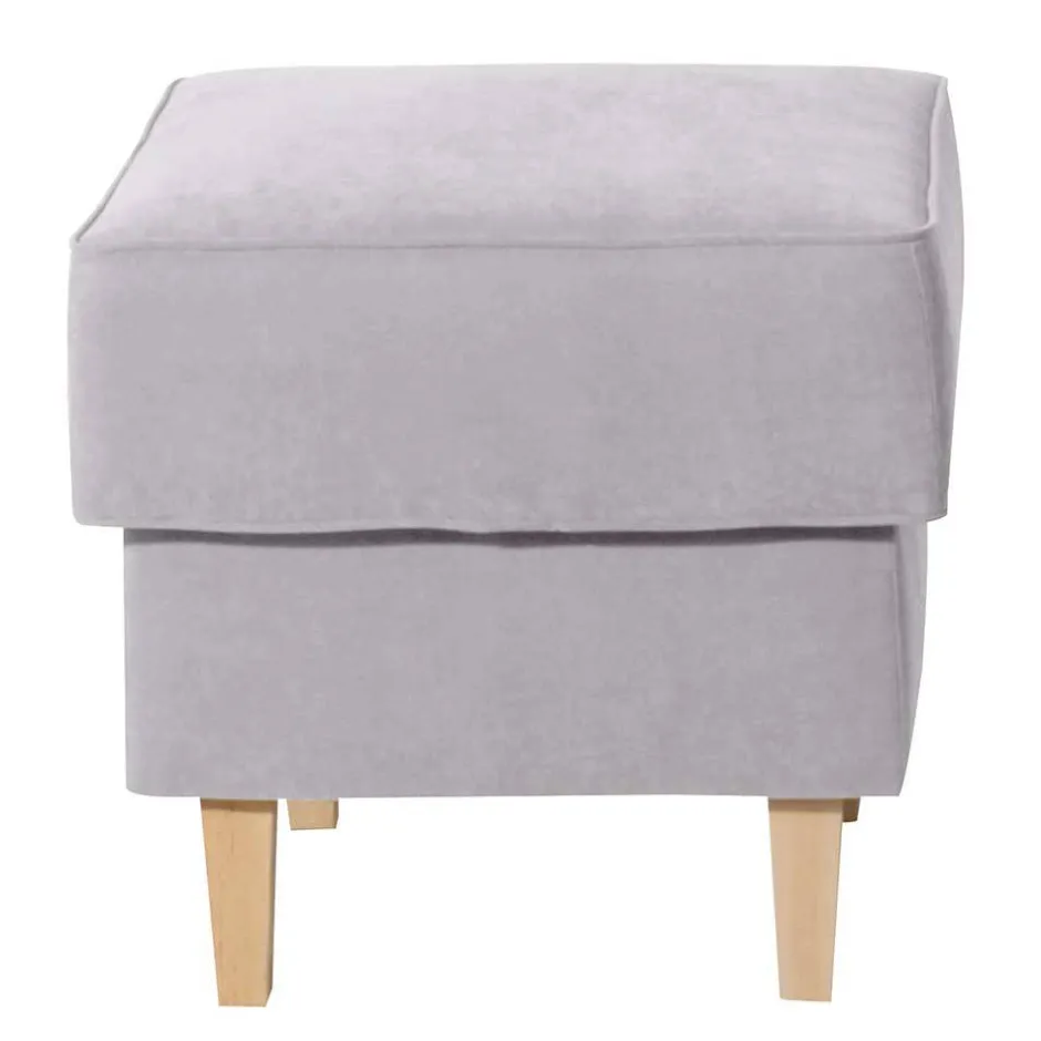 Quadratischer Polsterhocker in Silbergrau - Jiletta^Wohnen