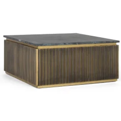 Wohnen Quadratischer Wohnzimmertisch mit Marmorplatte - Hayato