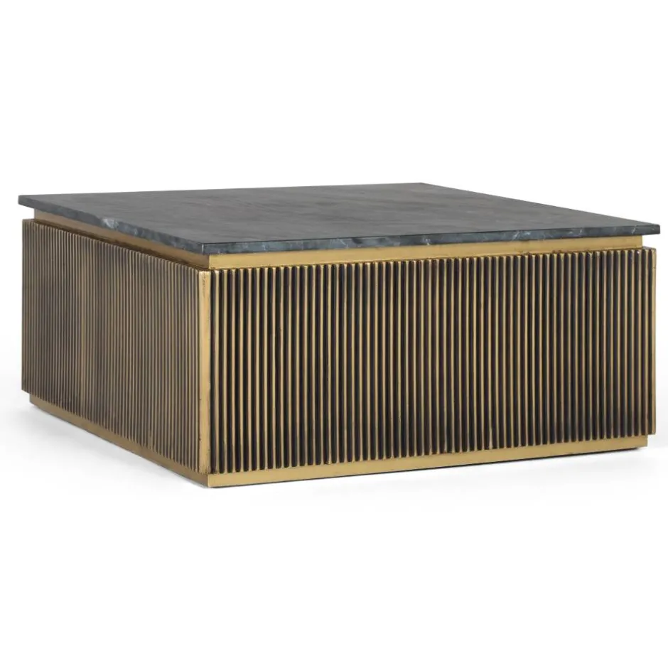 Wohnen Quadratischer Wohnzimmertisch mit Marmorplatte - Hayato