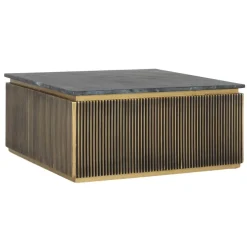 Wohnen Quadratischer Wohnzimmertisch mit Marmorplatte - Hayato