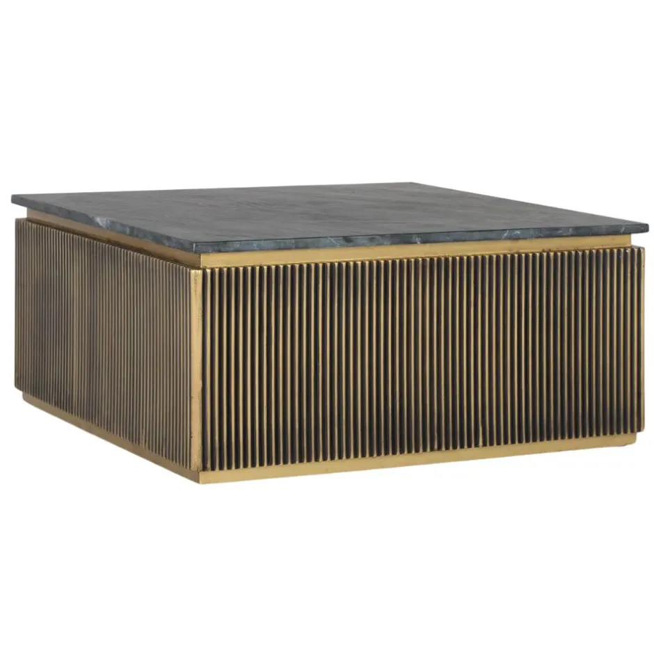 Wohnen Quadratischer Wohnzimmertisch mit Marmorplatte - Hayato