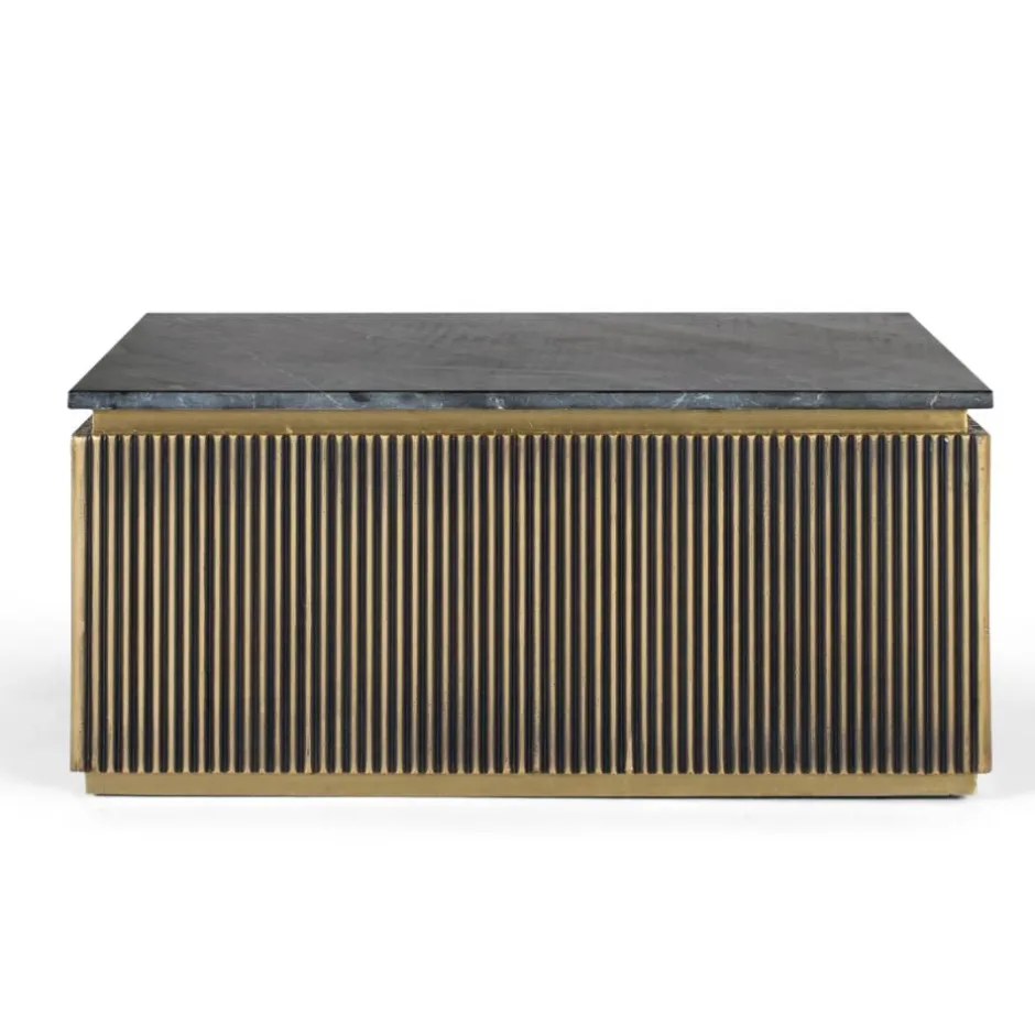 Wohnen Quadratischer Wohnzimmertisch mit Marmorplatte - Hayato