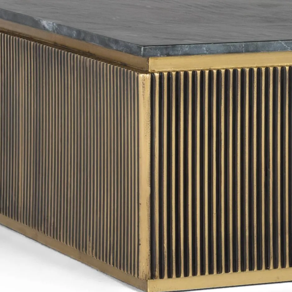 Wohnen Quadratischer Wohnzimmertisch mit Marmorplatte - Hayato