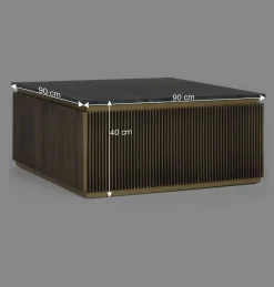 Wohnen Quadratischer Wohnzimmertisch mit Marmorplatte - Hayato