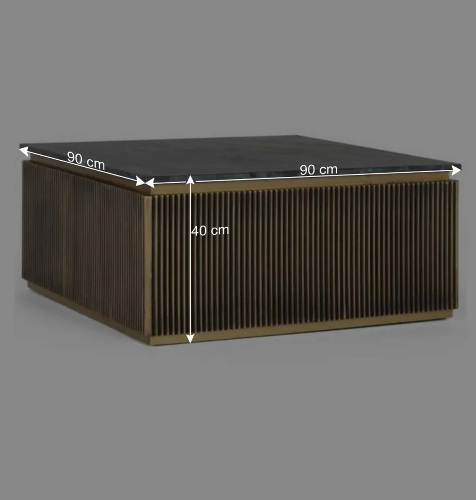 Wohnen Quadratischer Wohnzimmertisch mit Marmorplatte - Hayato