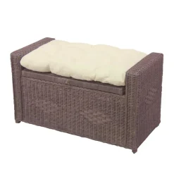 Rattan Geflecht Sitztruhe in Braun - Leony^Wohnen New