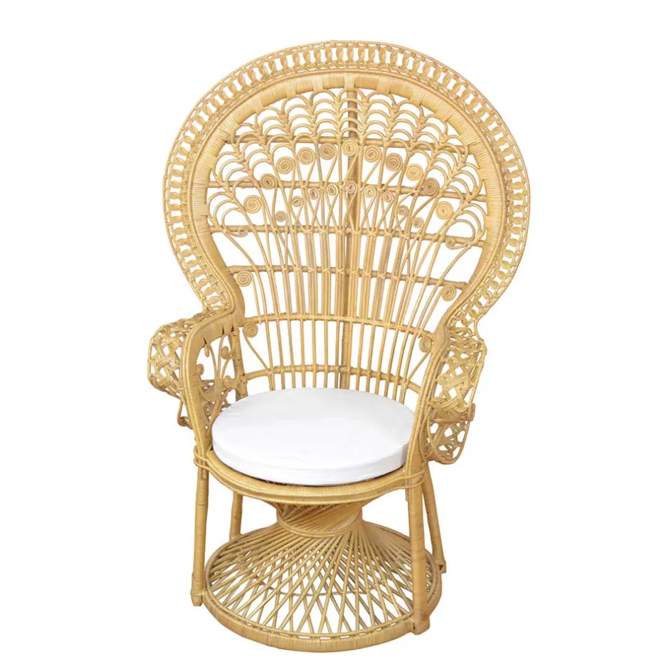 Wohnen Rattan Pfauenthron Mexicano in Beige