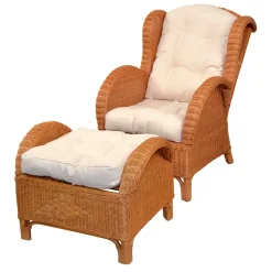 Rattansessel & Fußhocker Set - Nesaris (zweiteilig)^Wohnen New