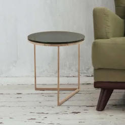 Wohnen Rauchglas Beistelltisch mit Gestell in Rosegold - Shivan