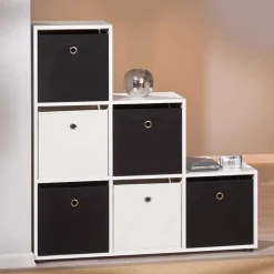 Wohnen Raumteiler Stufen Regal in Weiß & Schwarz - Ciacova