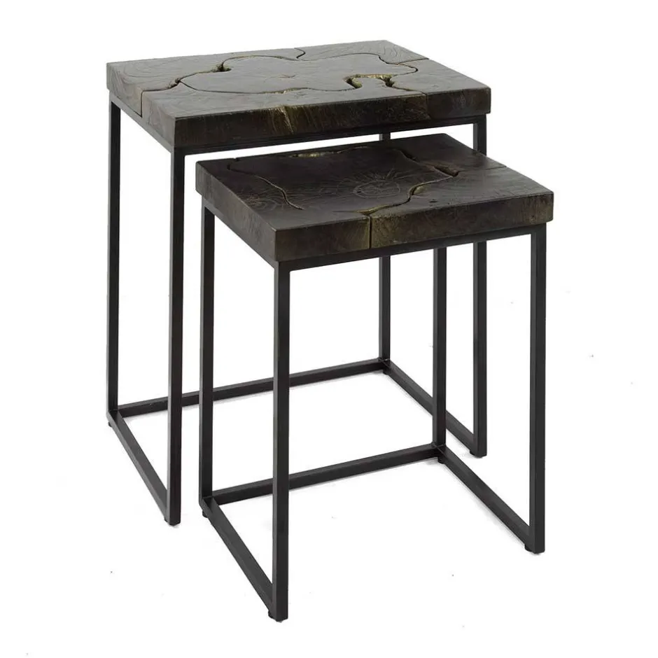 Rechteckige Beistelltische aus Teak - Clarisa (zweiteilig)^Wohnen Outlet